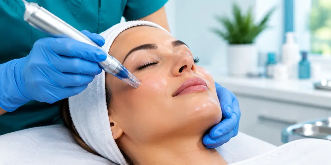 Microneedling skin treatment being carried out with a medical-grade pen at OUR GP Dundee